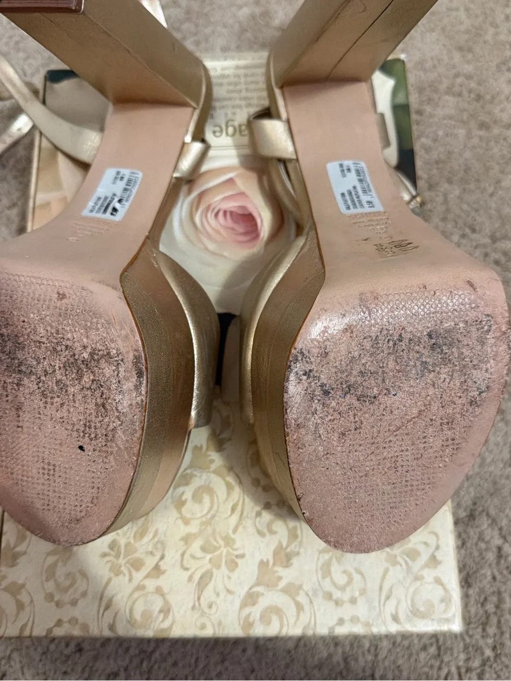 Gold Platform High Heel Sandals - Women's Strappy Dress Shoes